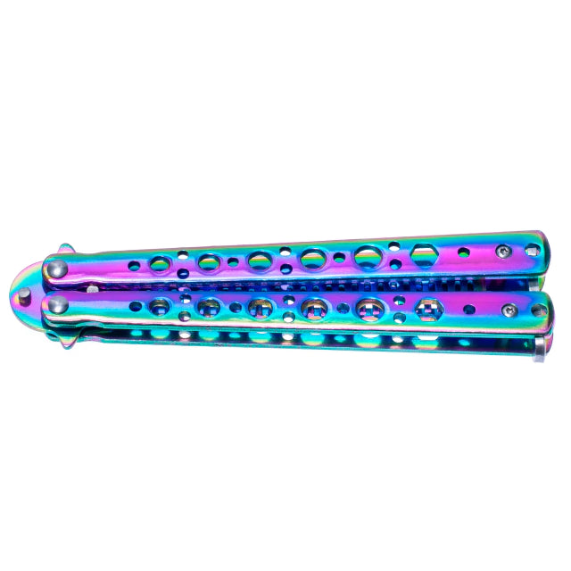 Butterfly Comb Peine mariposa Tornasol Razor cerrado detalle del Mango para trucos