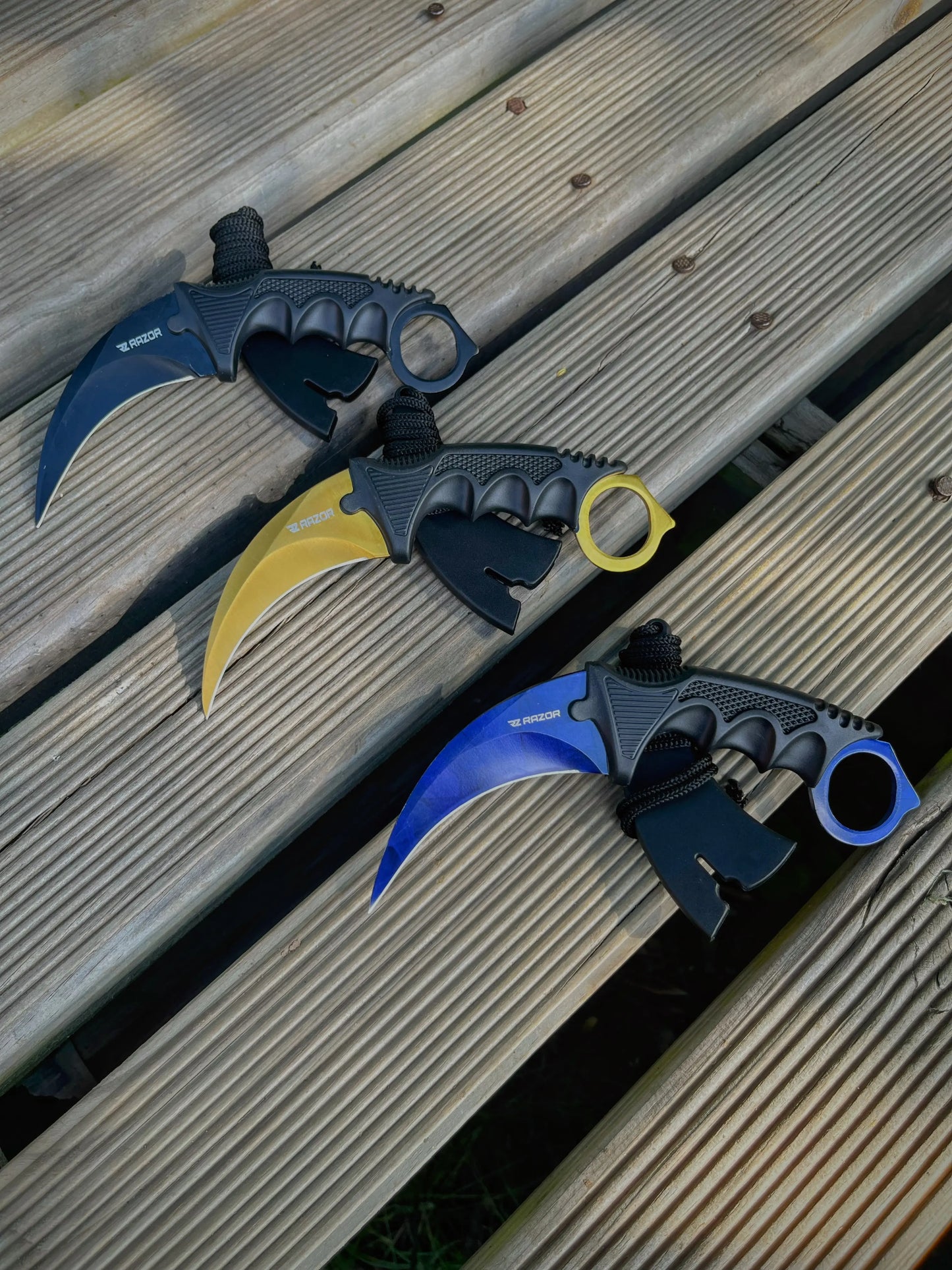 Karambits en Naturaleza Cuchillos Colección Razor Counter Trucos Flipping