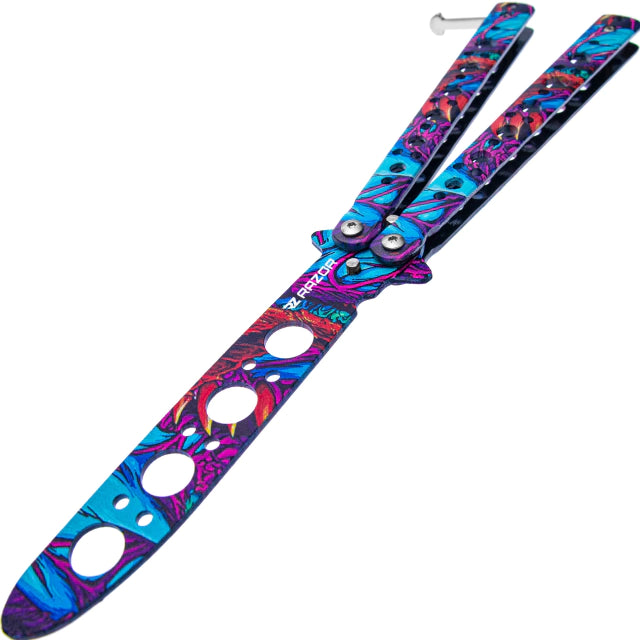 Balisong Cuchillo Mariposa sin filo entrenamiento Razor abierto Diseño CS:GO