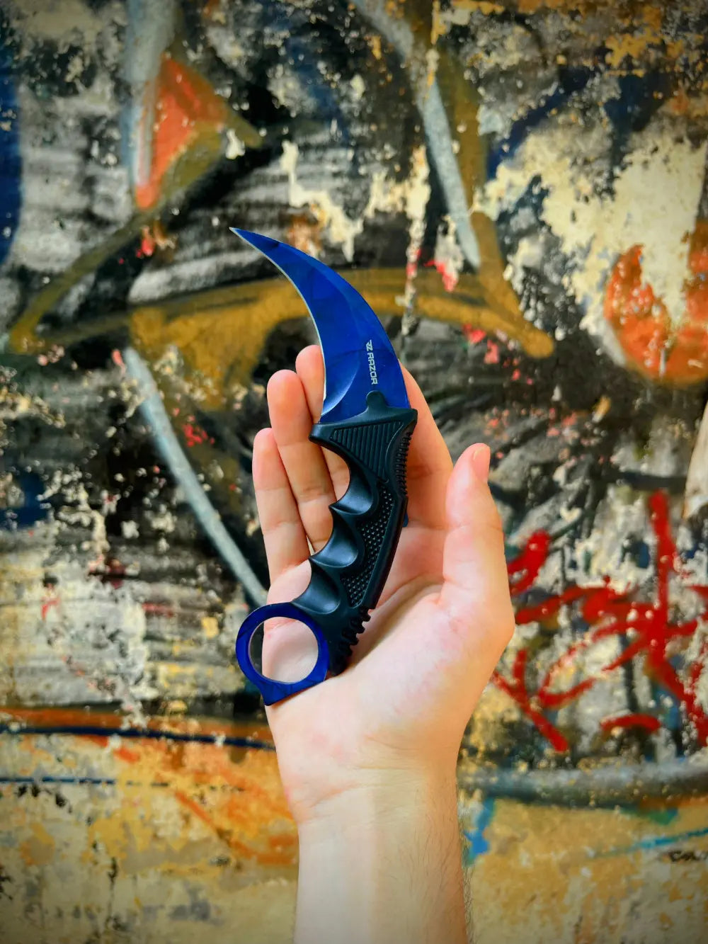 Karambit Cuchillo Curvo Azul Doppler Blue CS:GO Razor Táctico Defensa