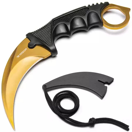 Karambit Cuchillo Curvo Dorado CS:GO Fade Razor Colección