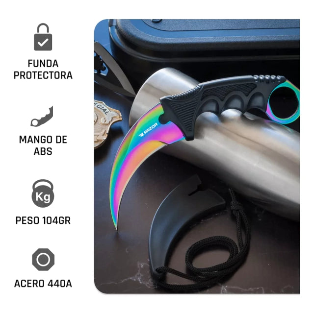 Karambit Tornasol Cuchillo Táctico del CS:GO ABS y Acero