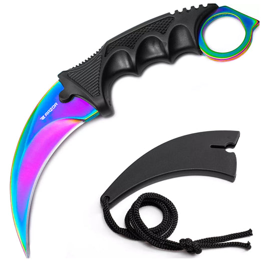 Cuchillo Karambit Tornasol Táctico CS:GO Razor Hoja curva de Colección
