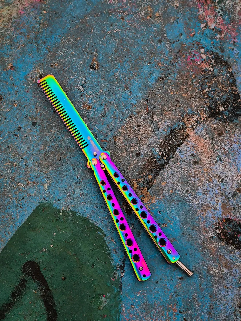 Peine Mariposa abierto Razor butterfly Balisong flipping