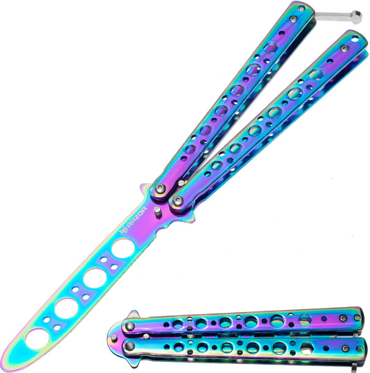 Navaja Mariposa Tornasol sin filo Razor de entrenamiento Balisong 