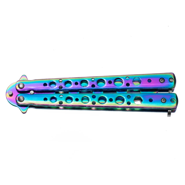 Balisong Mariposa Tornasolado sin filo Entrenamiento Cerrado 