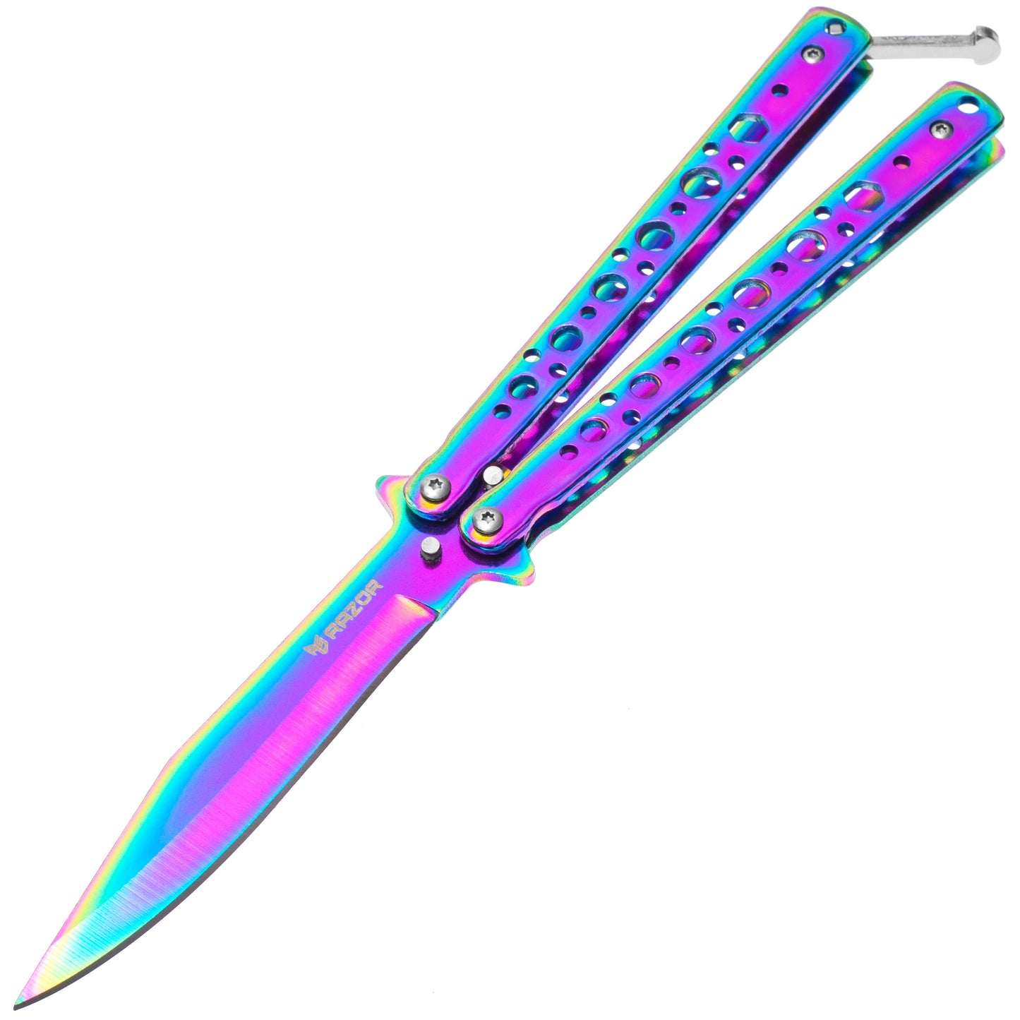 Cuchillo Butterfly Mariposa Tornasol abierto Filo y Mango de Acero