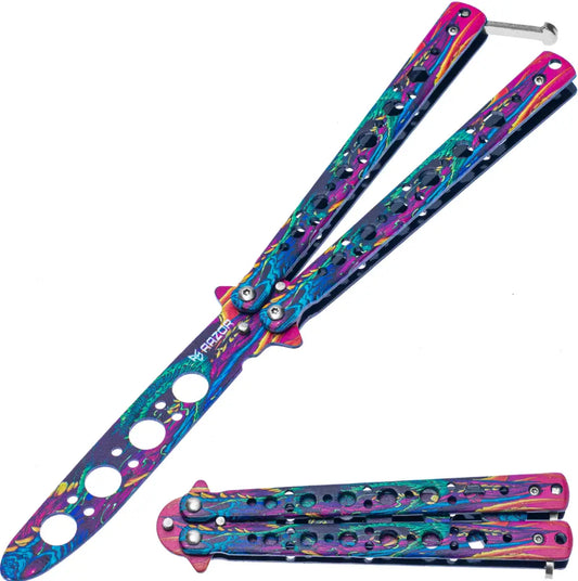Navaja Mariposa Hyperbestia 1 sin filo Razor balisong trainer para entrenamiento trucos