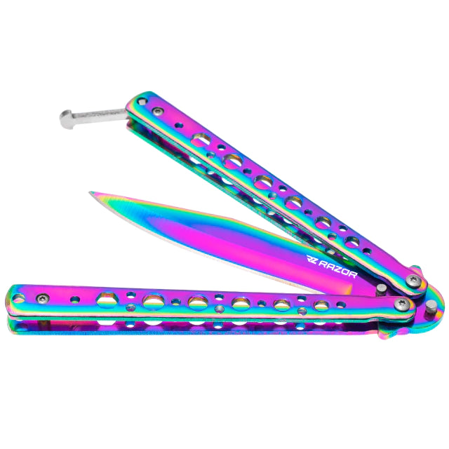 Mariposa Cuchillo Tornasolada semiabierta Razor Tornillos filo y mango