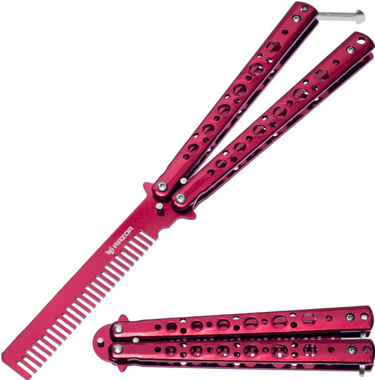 Peine Mariposa Rojo Razor Butterfly Comb Knife Navaja sin filo de Entrenamiento