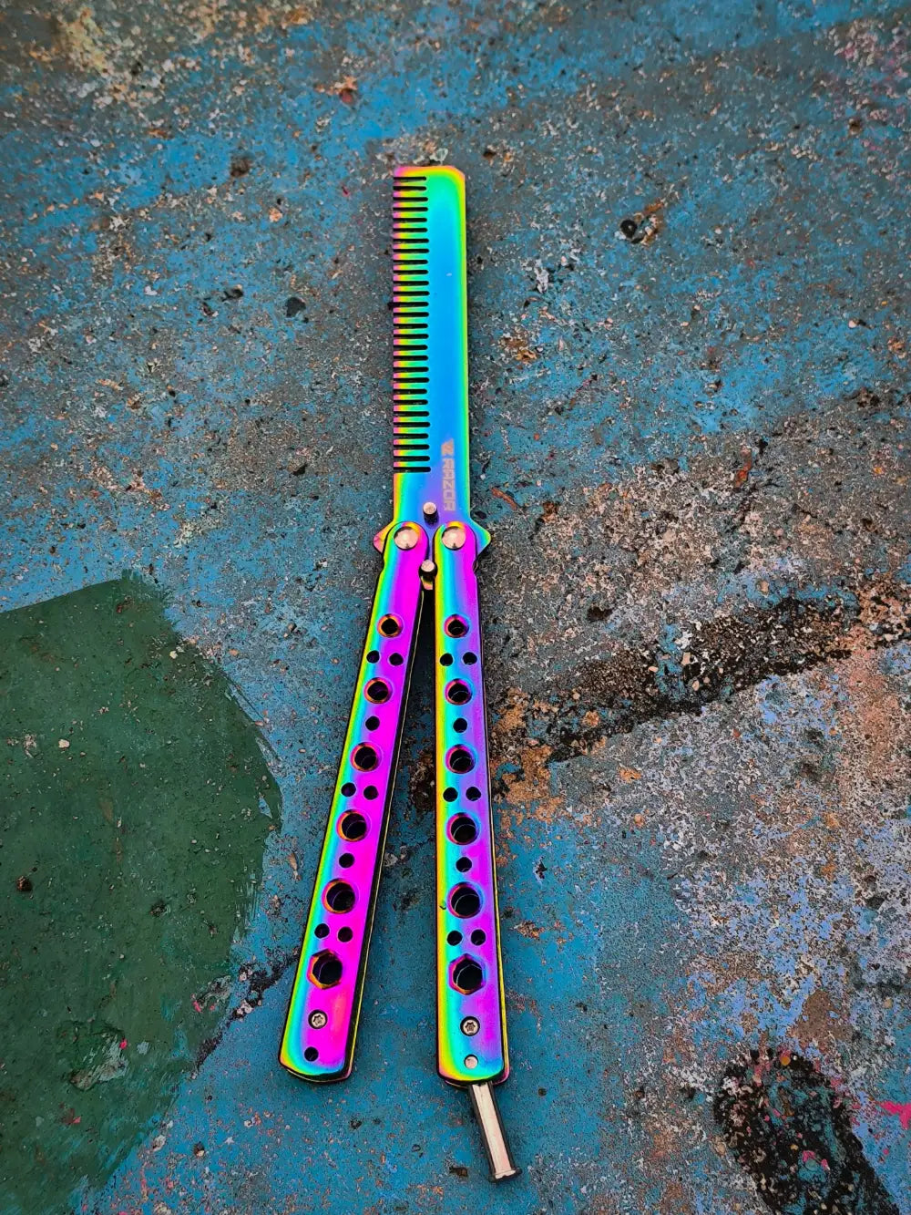 Peine Mariposa Tornasolado Butterfly Knife Multicolor Estilo Navaja