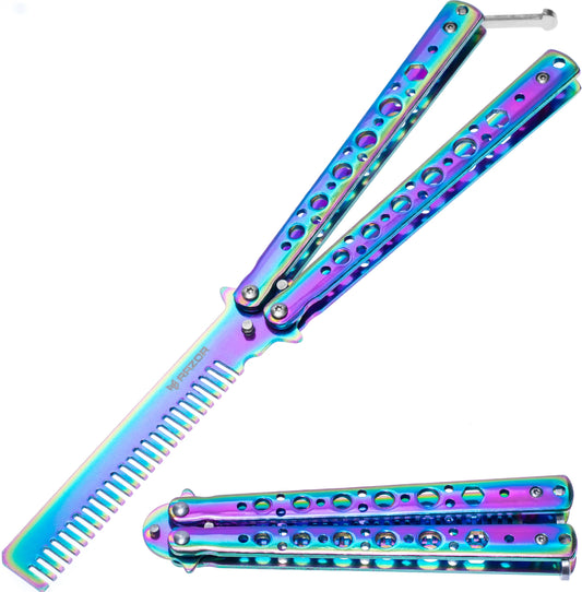 Peine Mariposa Razor Tornasol Frente Hoja y Mango sin filo trainer