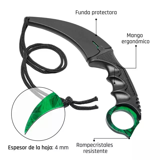 Karambit Verde Doppler Green CS:GO Razor Hoja curva Funda Protectora