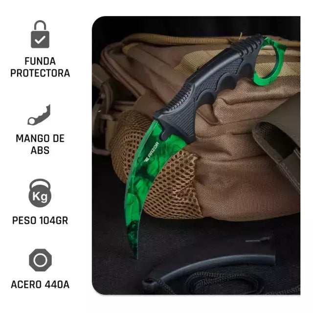 Cuchillo Karambit Verde Doppler Green CS:GO Razor Filo Curvo Trucos