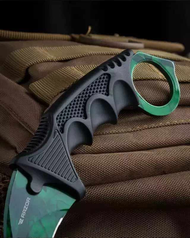 Karambit Verde Táctico Razor Detalles Mango ABS Premium