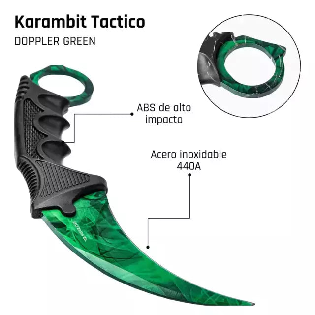 Karambit Verde Doppler Green CS:GO Razor Garra Curva Defensa Personal